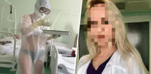 nadia ruska sestra pracovala v plavkach priesvitny ochranny oblek