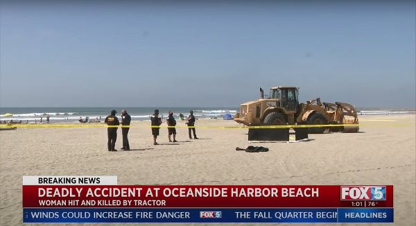 kalifornia ženu prešiel na pláži 22 tonový nakladač