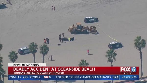 kalifornia ženu prešiel na pláži 22 tonový nakladač