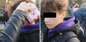protesty bratislava chlapec krv gumený projektil video