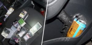 Počas kontroly auta policajti objavili tabakové výrobky, kryštalické látky aj zbrane