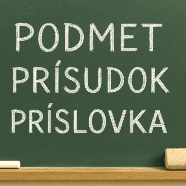 Školská tabuľa s jazykovými pojmami z gramatiky