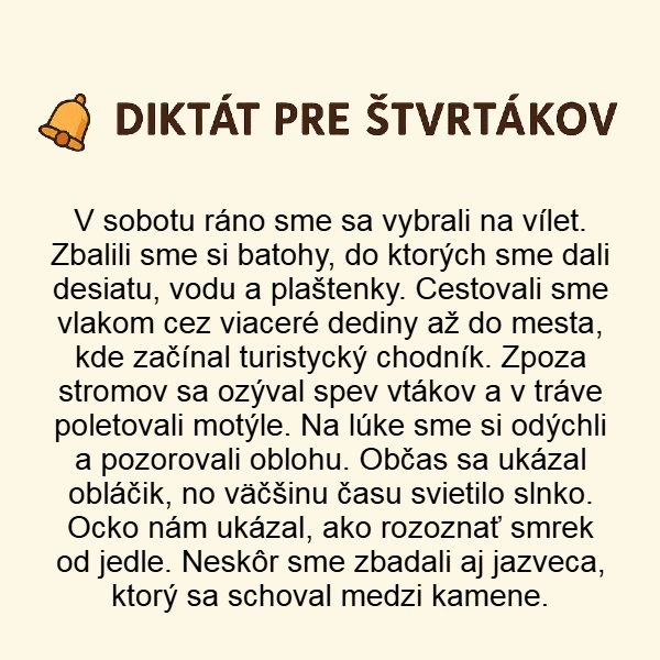 diktát pre 4. ročník