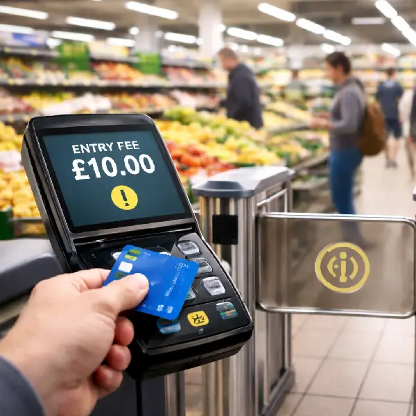 Šialenstvo pokračuje: Po samoobslužných pokladniach pýtajú peniaze za vstup do predajne 2 peniaze za vstup do predajne 1