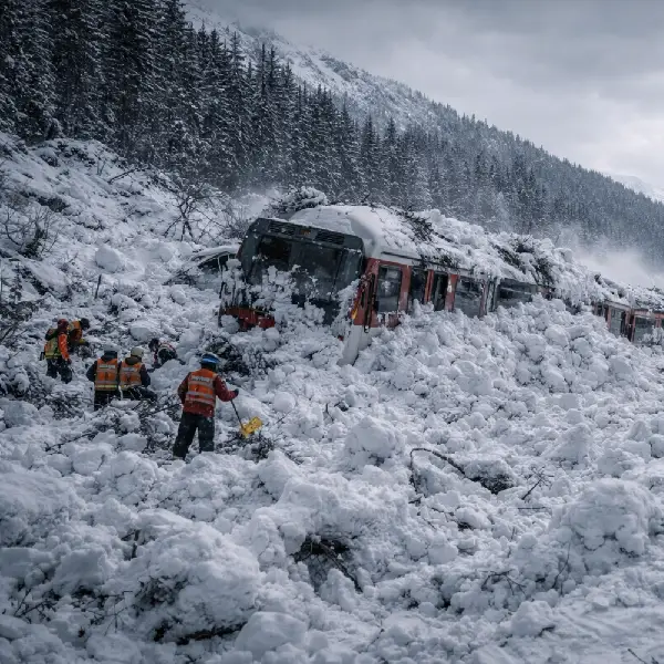 MIMORIADNE: Ďalšie železničné nešťastie! Lavína zmietla vlak z koľají 2 zeleznicne nestastie 1