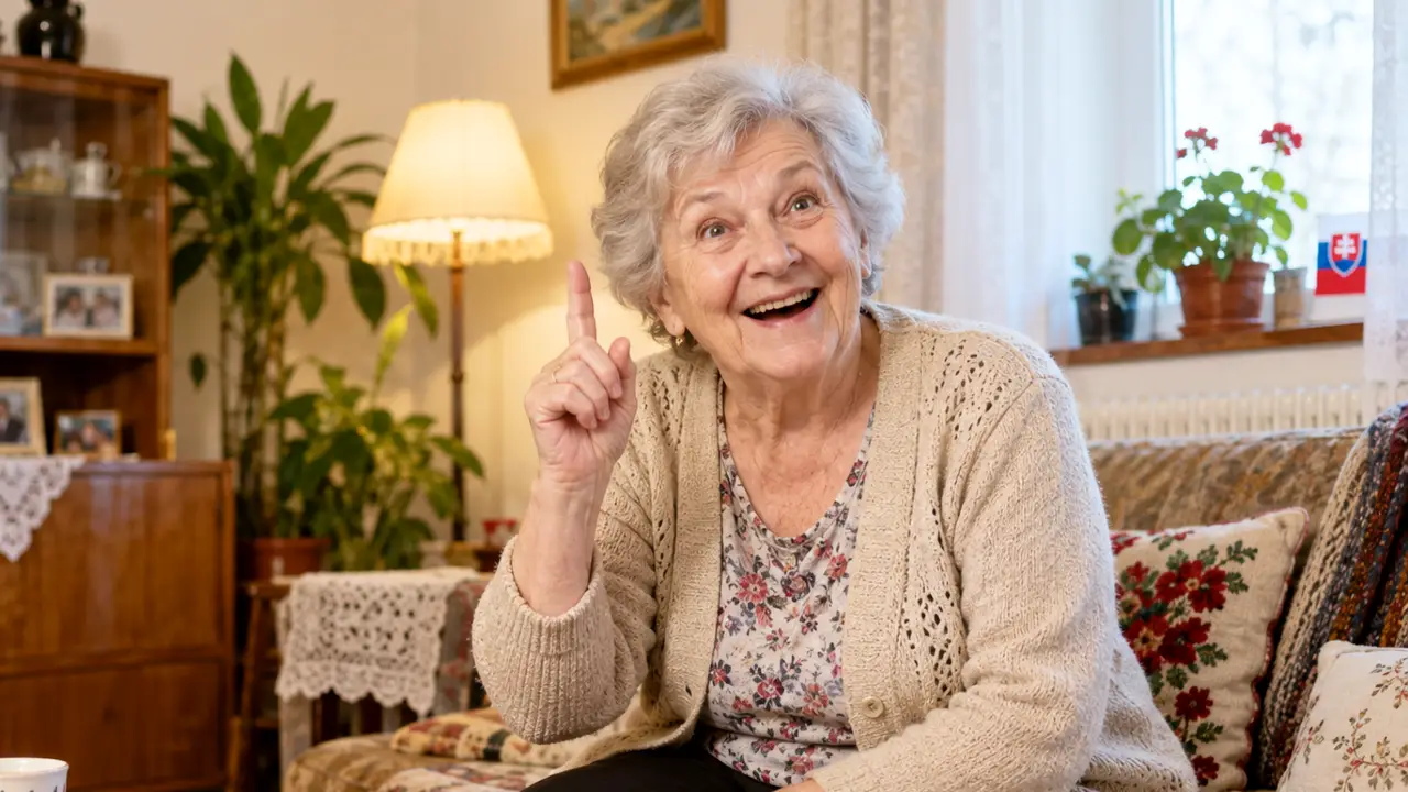 seniorka s úsmevom reaguje na správnu odpoveď vo vedomostnom kvíze
