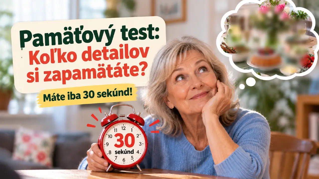 Staršia žena pri časovači s 30 sekundami počas pamäťového testu.