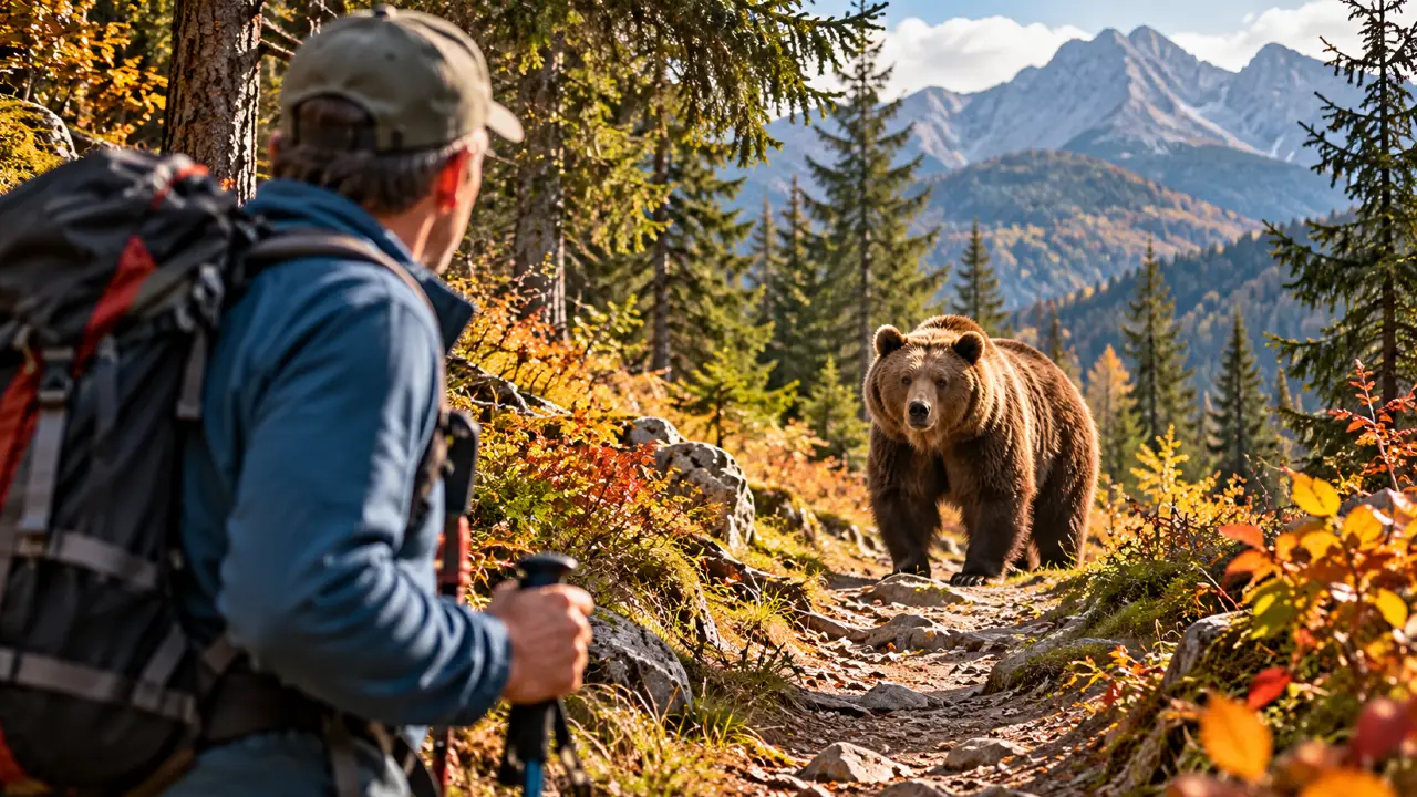 Medveď je 50 metrov od vás. Viete, čo urobiť? Týchto 10 situácií vás preverí 1 Stretnutie turistu s medveďom hnedým v lese – bezpečnostný kvíz
