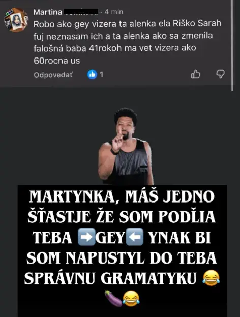 „Vyzeráš ako gey…“ Robo si z diváčky vystrelil a internet plače od smiechu 4 Robo hejt 3 1